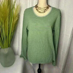 J Jill Stretch Size Large Women’s Top Green & Teal Striped Long Sleeve Tunic